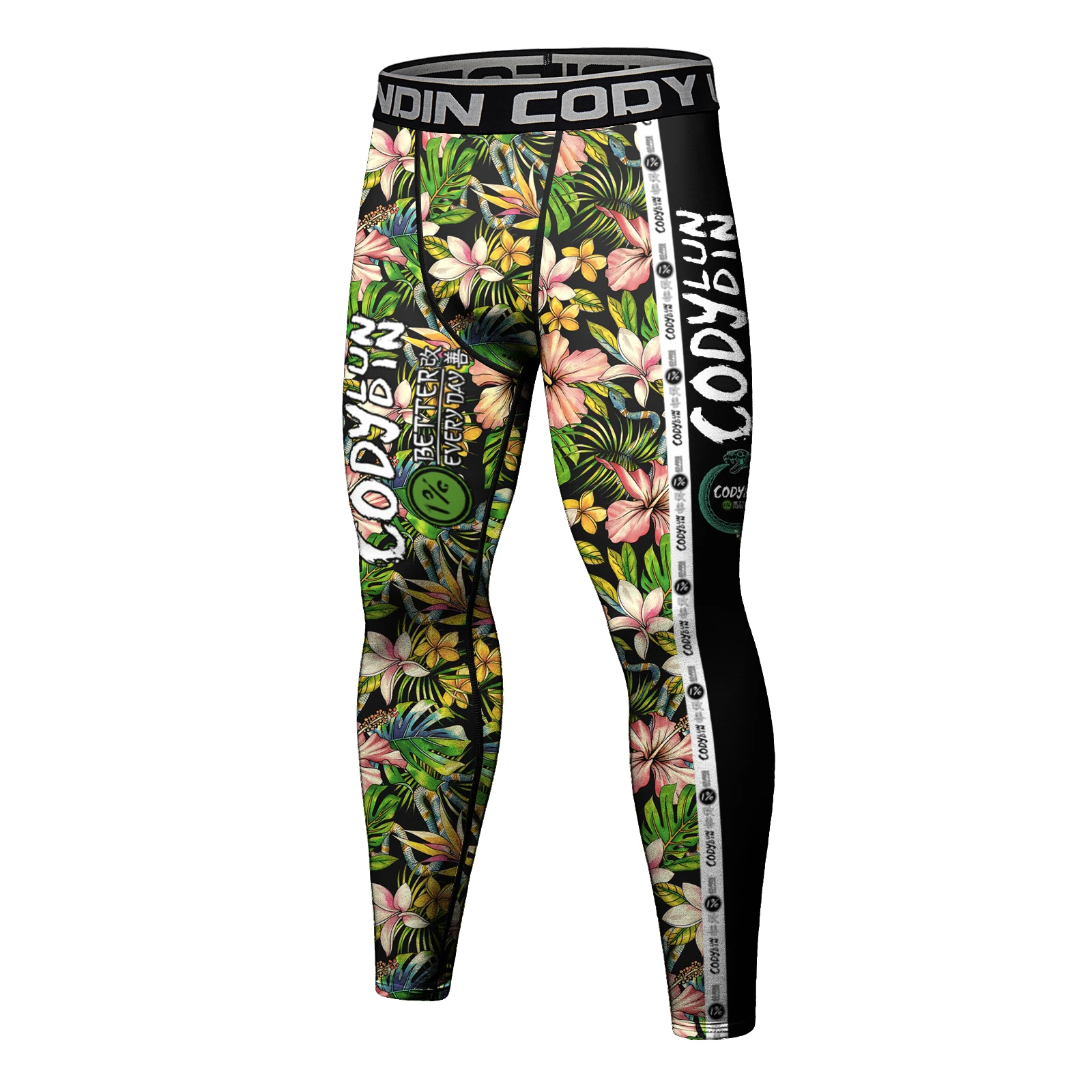 Lightweight Floral Print Muay Thai MMA No Gi BJJ Workout Tights Leggings Cody Lundin Men Grappling Trousers Mixed Martial Arts