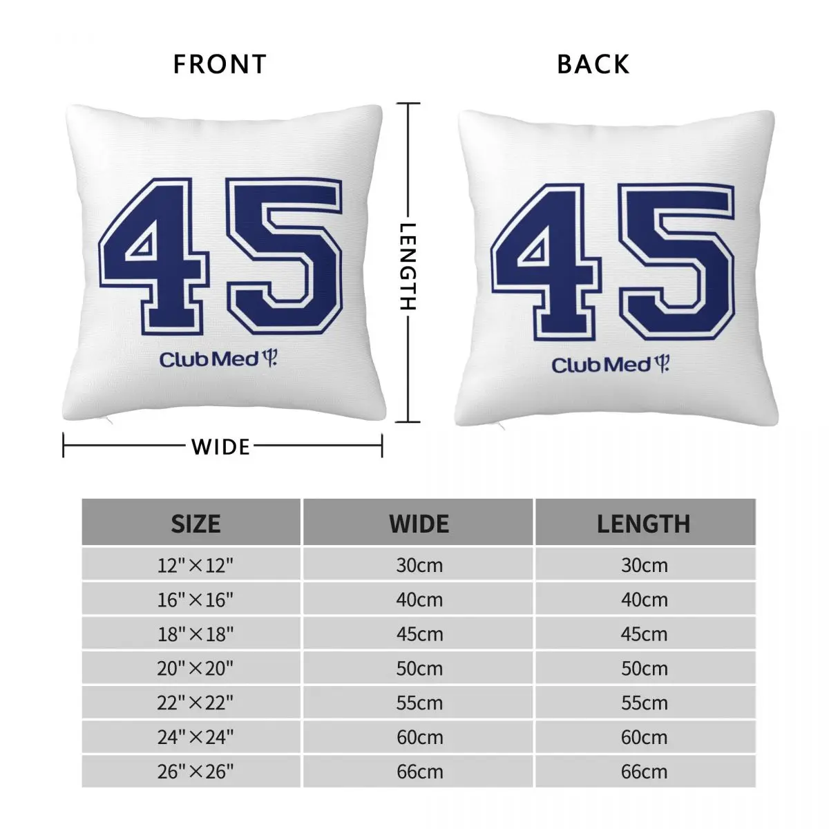 Number 45 Club Med Square Pillowcase Pillow Cover Polyester Cushion Decor Comfort Throw Pillow for Home Bedroom