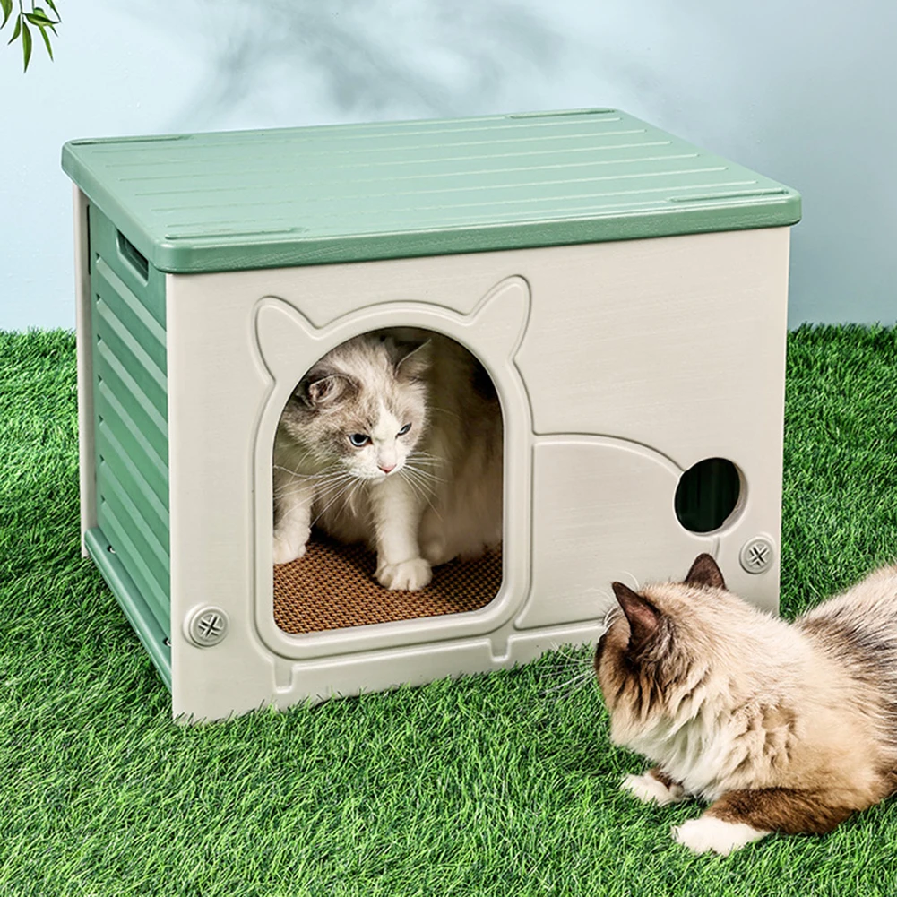 

Cat Houses & Condos Rainproof Outdoor Cat House Four Seasons Shelter Stray Cozy House for Small Pets