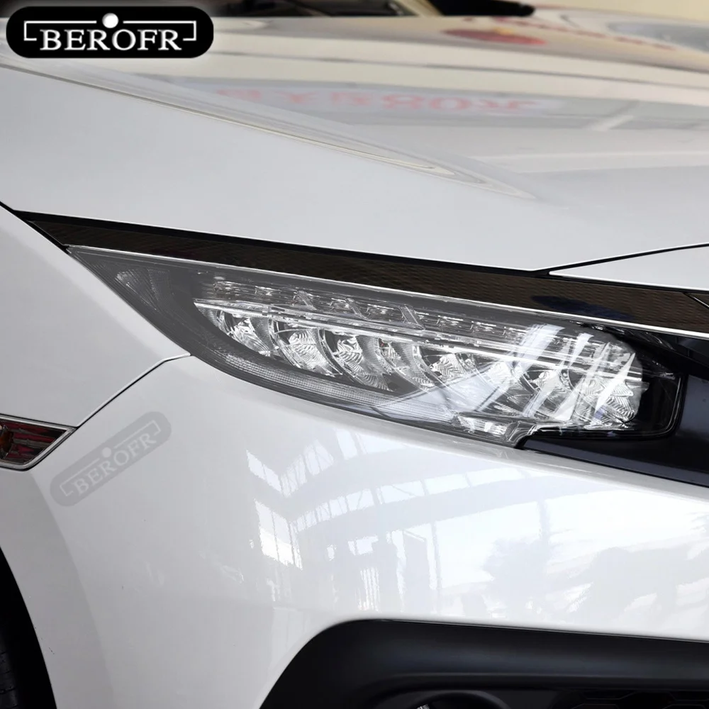 For Honda Civic 10th 2016-2021 19 2020 TPU Car Headlight Film Protective Sticker Lamp Hoods Transparent Smoke Black Accessories
