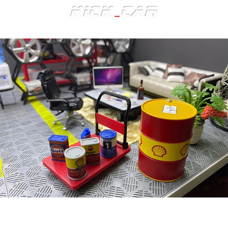 Rapid Model 1/18 Model Car Diorama Garage Simulation Scene Decoration 3D Printing Repair Tool Oil Barrels Battery (random color)