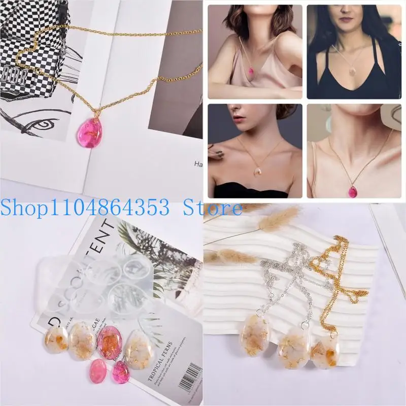 

652F Oval Resin Mold Silicone Pendant Water Drop Mold DIY Jewelry Casting Molds for Epoxy Resin Earrings Keychain Necklace