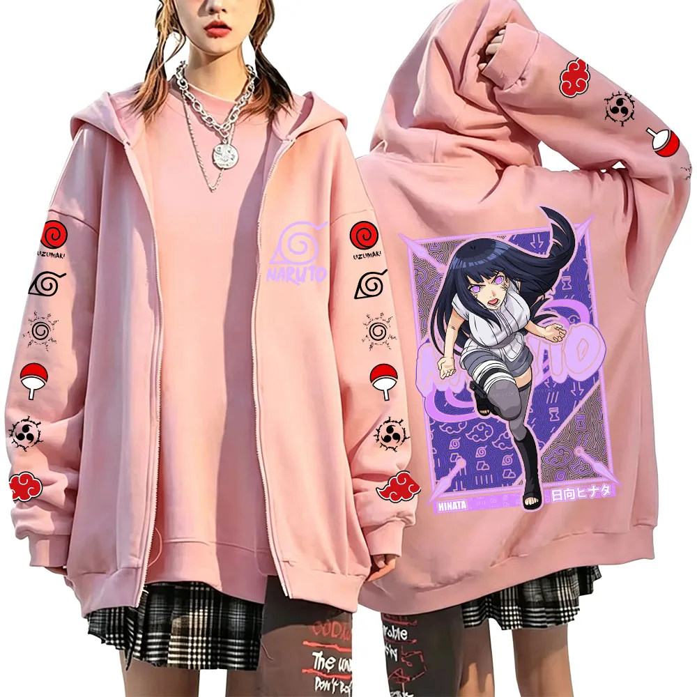 Naruto Hyuga Hinata 2026 Neue Japanische Anime Mode Y2K Lässige Sportbekleidung Herren Paar-Stil Reißverschluss-Hoodie