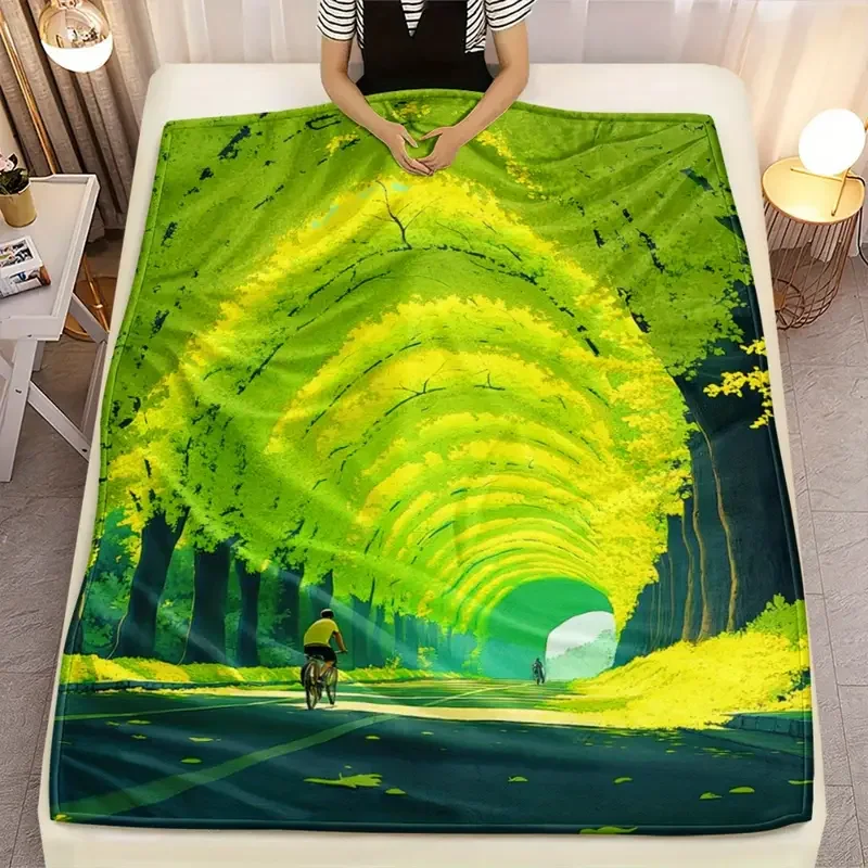 

Фланелевое одеяло с дизайном велосипедной дорожки — легкое и теплое для дивана, путешествий, кровати и офиса — Хэллоуин, Рождество