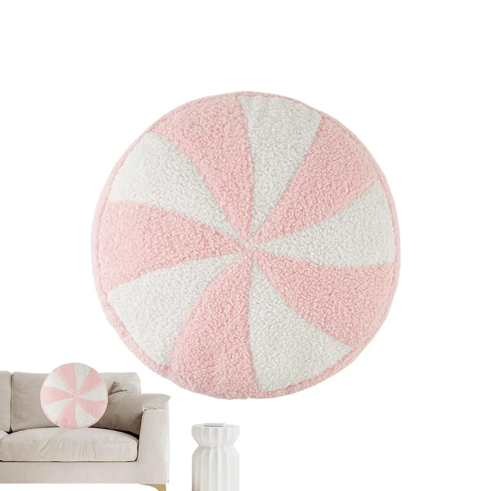 

Рождественская декоративная подушка Праздничная тема Плюшевая подушка Плюшевые подушки в форме конфет Рождественская розовая круглая конфетная подушка для спальни