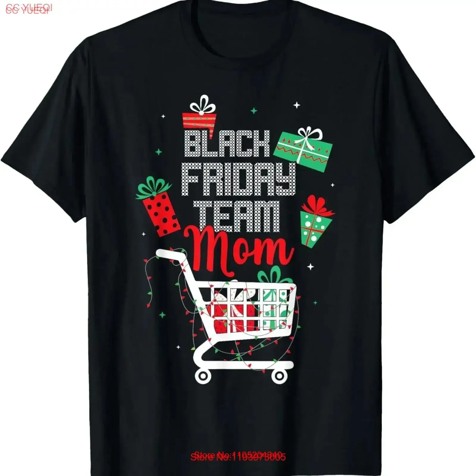 Camiseta navideña familiar a juego del equipo Black Friday Mom Shopping, camiseta vintage lavada para hombre, para uso diario, ligeramente estirada