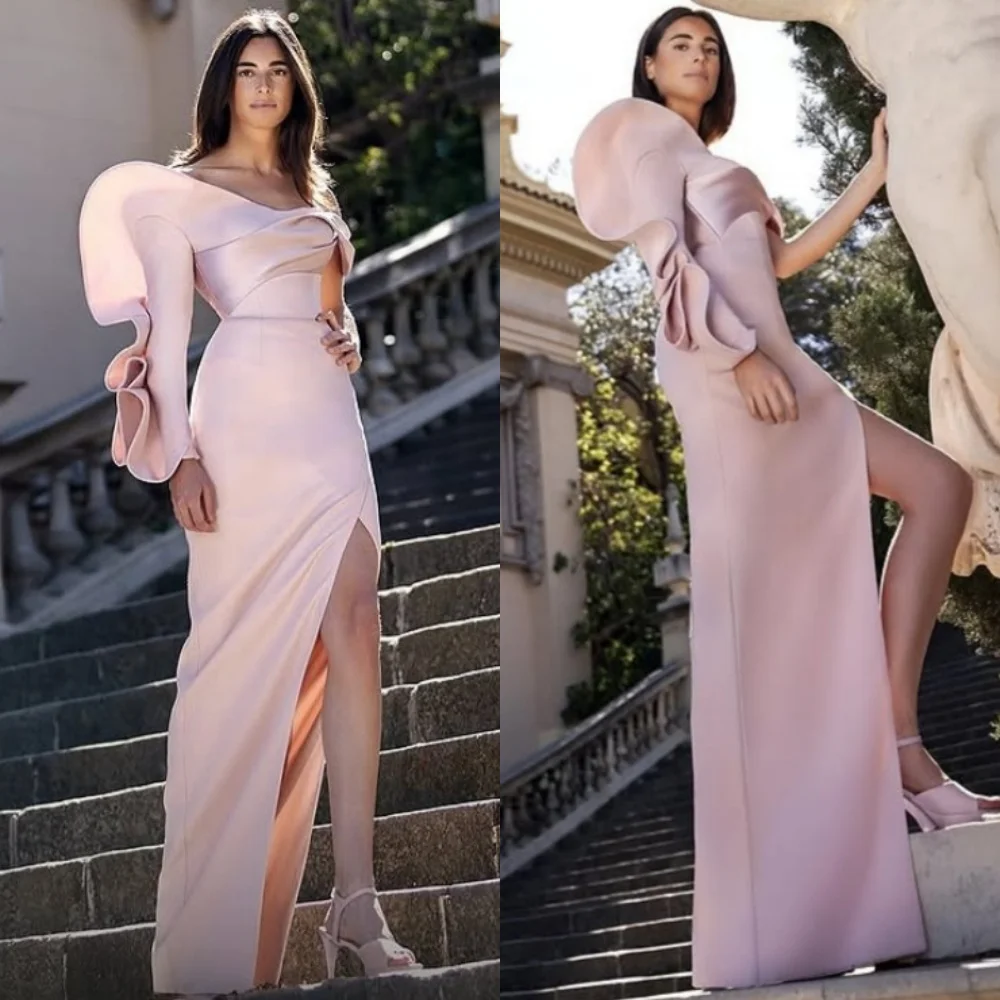 

Customized Modern Style Jersey Pleat Straight Off-the-shoulder Long Dresses Bespoke Occasion Exquisite