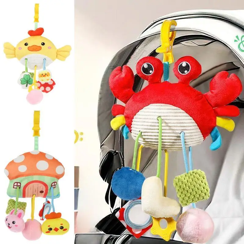 Cute Baby Plush Animal Hanging Bell Rattle Toy Educational Mobiles For Stroller Crib Decoration Use