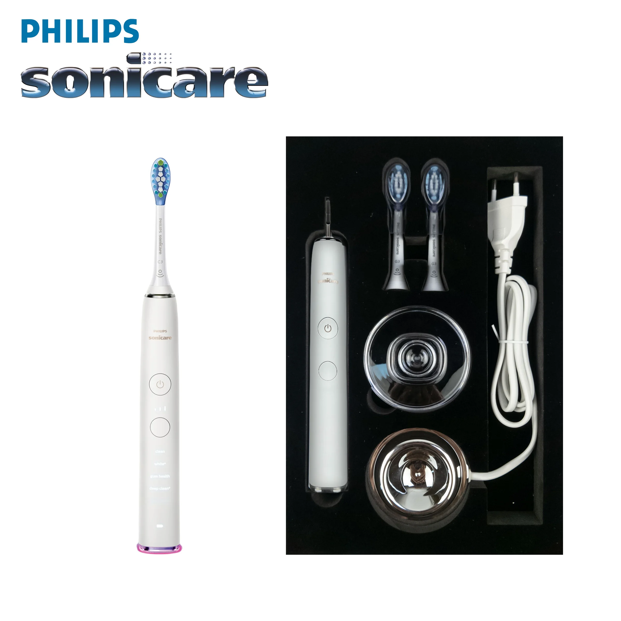 Philips Sonicare-cabezales de repuesto para cepillo de dientes eléctrico, recargable, DiamondClean HX9903, color negro, para adulto