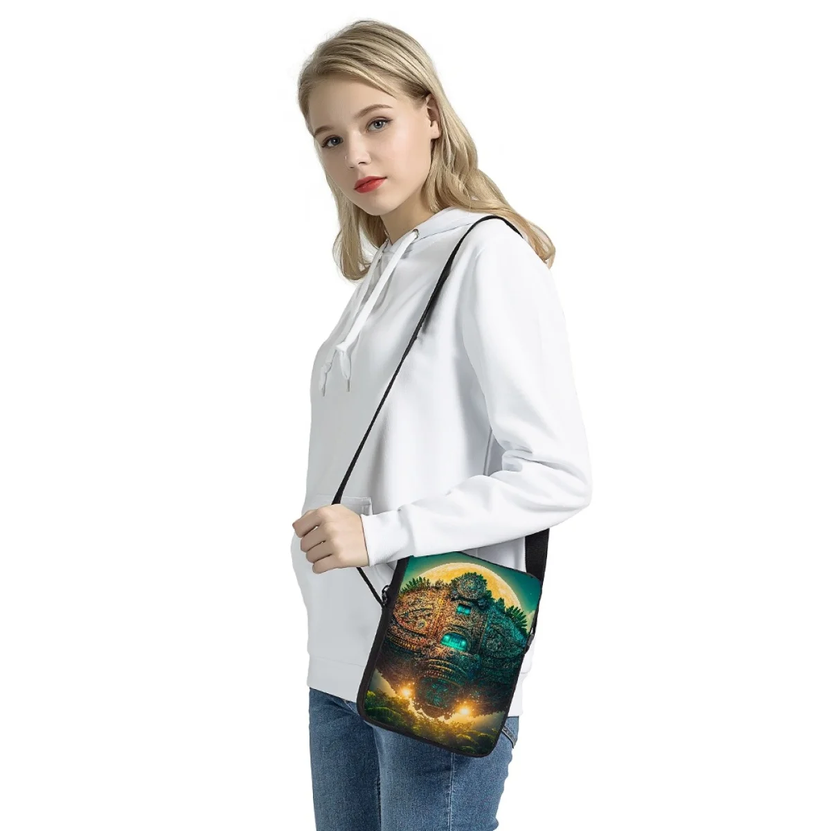 Cartoon Printing Schip Messenger Bag Voor Man Vrouwen Multifunctionele Student Lunch Tas Toevallige Tieners Enkele Schoudertas Wilde