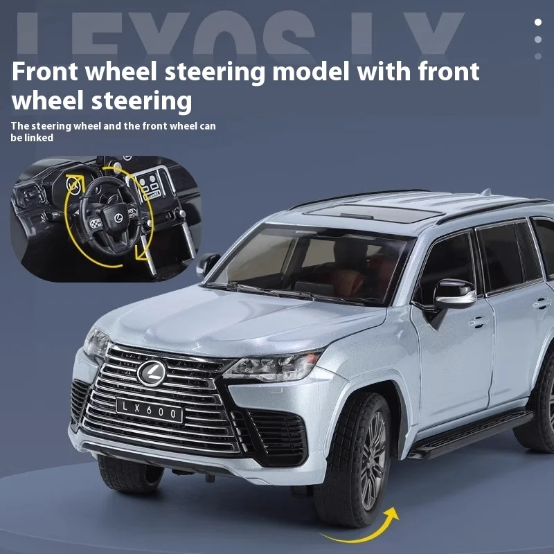 1:24 LEXUS LX600 Large Off Road SUV Alloy Diecast Car Model Sound