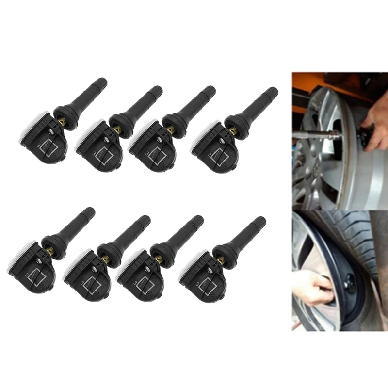 ชุดเซ็นเซอร์วัดแรงดันลมยาง TPMS 8 ชิ้น รุ่น A77Q-For Silverado GMC Sierra Buick Enclave Cadillac ใช้ได้กับ 13598771 13598772 3
