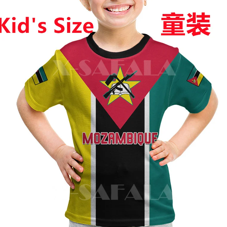 Mozambique National Day Flag Kid Size For Children 3D Print Mesh Fiber T-Shirt Top Summer Tee Men Streetwear Shorts Sleeve Sport