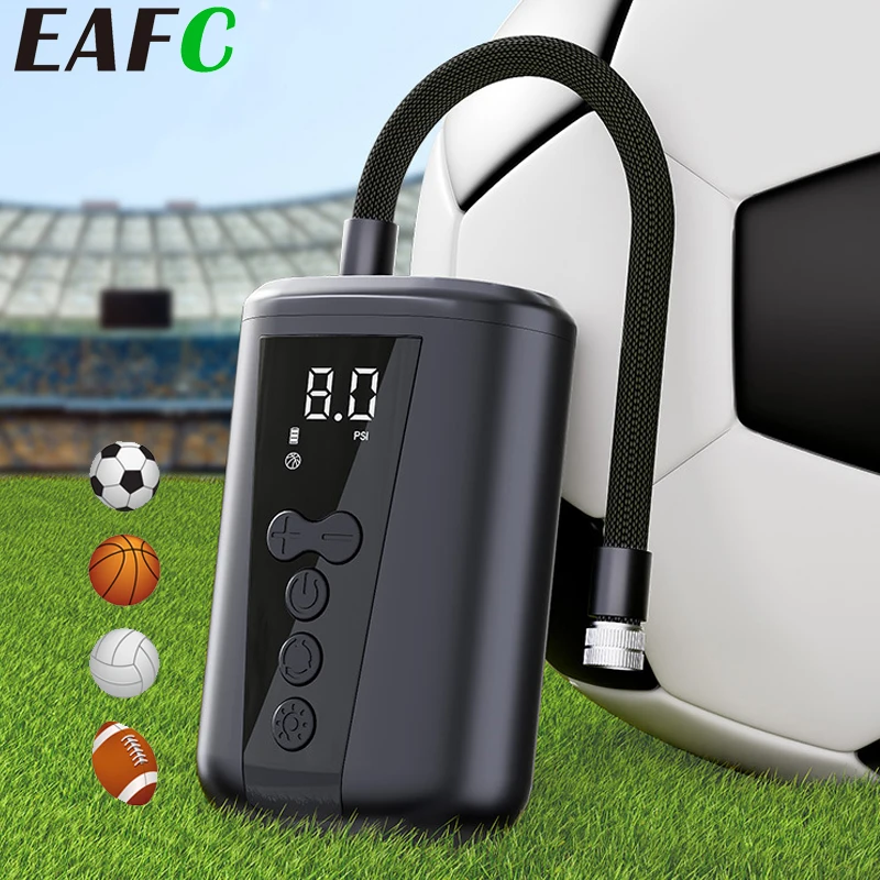 EAFC Digital Ball Air Pump With LED Light Wireless Inflator Air Compressor Pressure Gauge for Football Volleyball Basketball