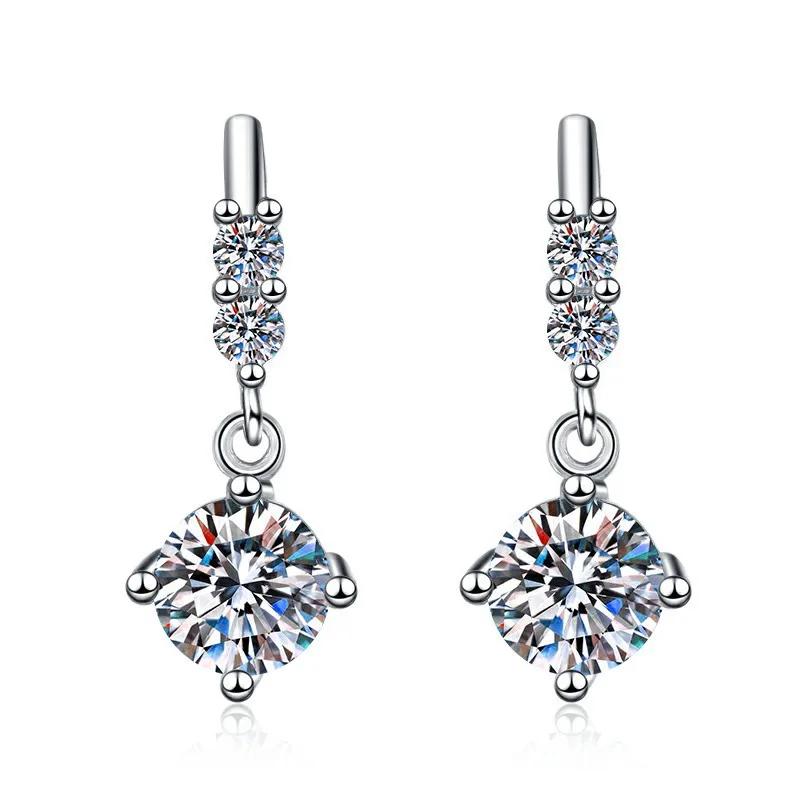 S925 sterling silver stud earrings women's earrings, fashionable and simple long fringed earrings, moissanite earrings.