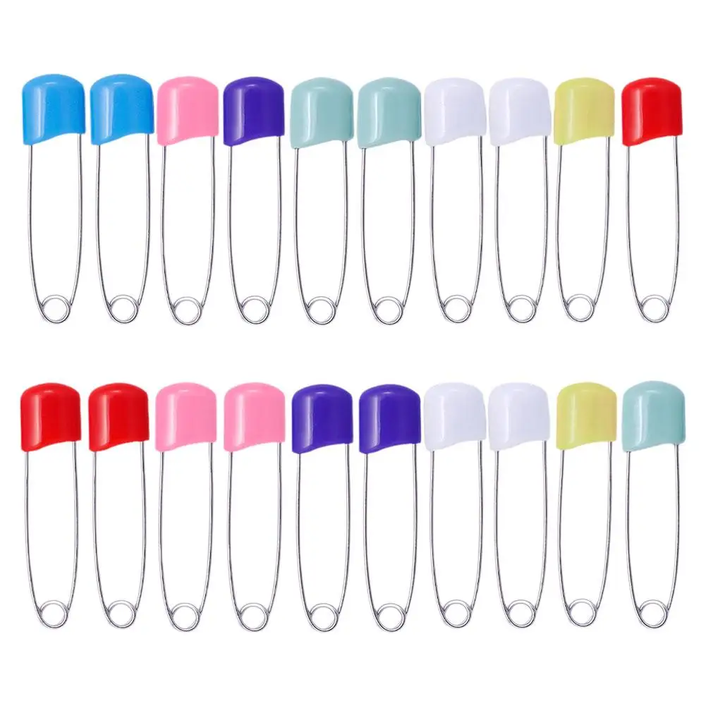 50Pcs Plastic Head Safety Pins 5.3cm Safety Locking Cloth Baby Diaper Nappy Pins Needle DIY Pins Sewing Accessory Markers