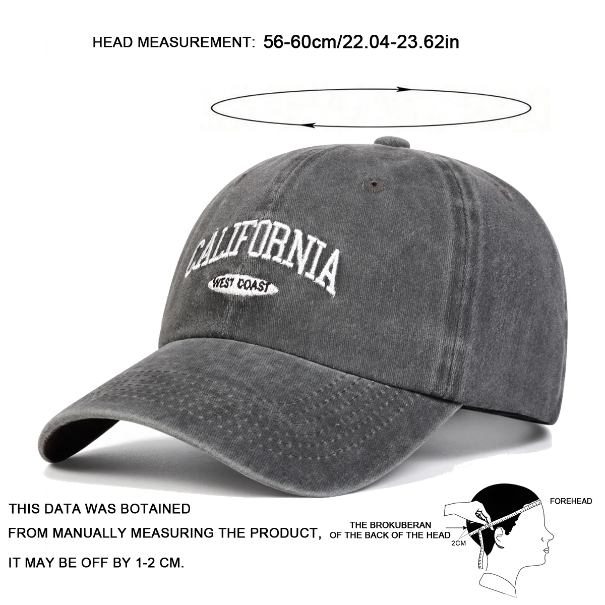 Unisex CALIFORNIA Baseballkappen mit Buchstabenstickerei, verstellbare Freizeitmützen für Frühling und Herbst, Outdoor-Sonnenschutzhüte – Detail 8