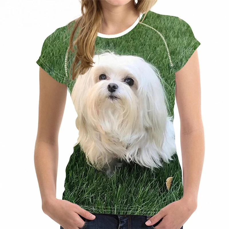 Cute Dog Graphic 3D Print Woman Casual Fashion T-Shirt Women's Oversized Short Sleeve T Shirts Girls Harajuku Y2k Tees Clothing