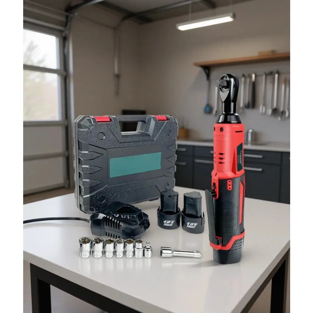 

Cordless Electric Ratchet Wrench Set 3 8 Inch 12V Power Tool Kit with 2 2000mAh Lithium Ion Batteries and Charger
