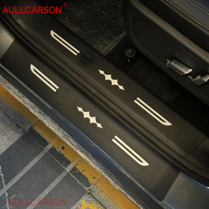 For BYD Leopard Titanium 3 2025 Car Door Sill Leather Stickers Protection Plate Carbon Fiber Threshold Accessories 10 Pieces