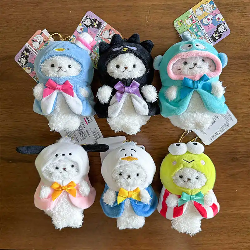 

2025 New 10cm Cute Little Seal Co-branded XO Hangyodon Plush Doll Pendant Pachacco Detachable Head Cover Cloak Keychain Toy Gift