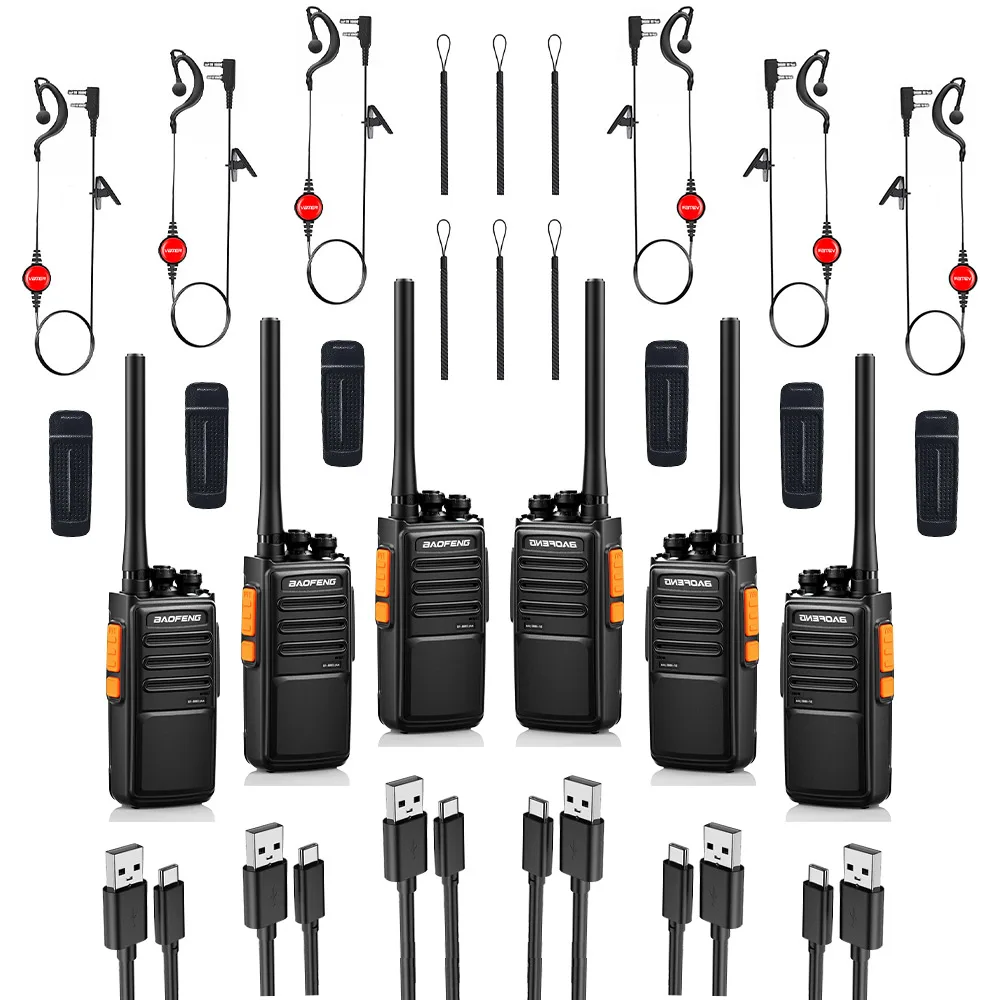 Baofeng BF-888SPLUS Walkie Talkie UHF PMR446 16CH Long Range USB Charging Handheld Two-Way Radio for Team Communication 2/4/6PC