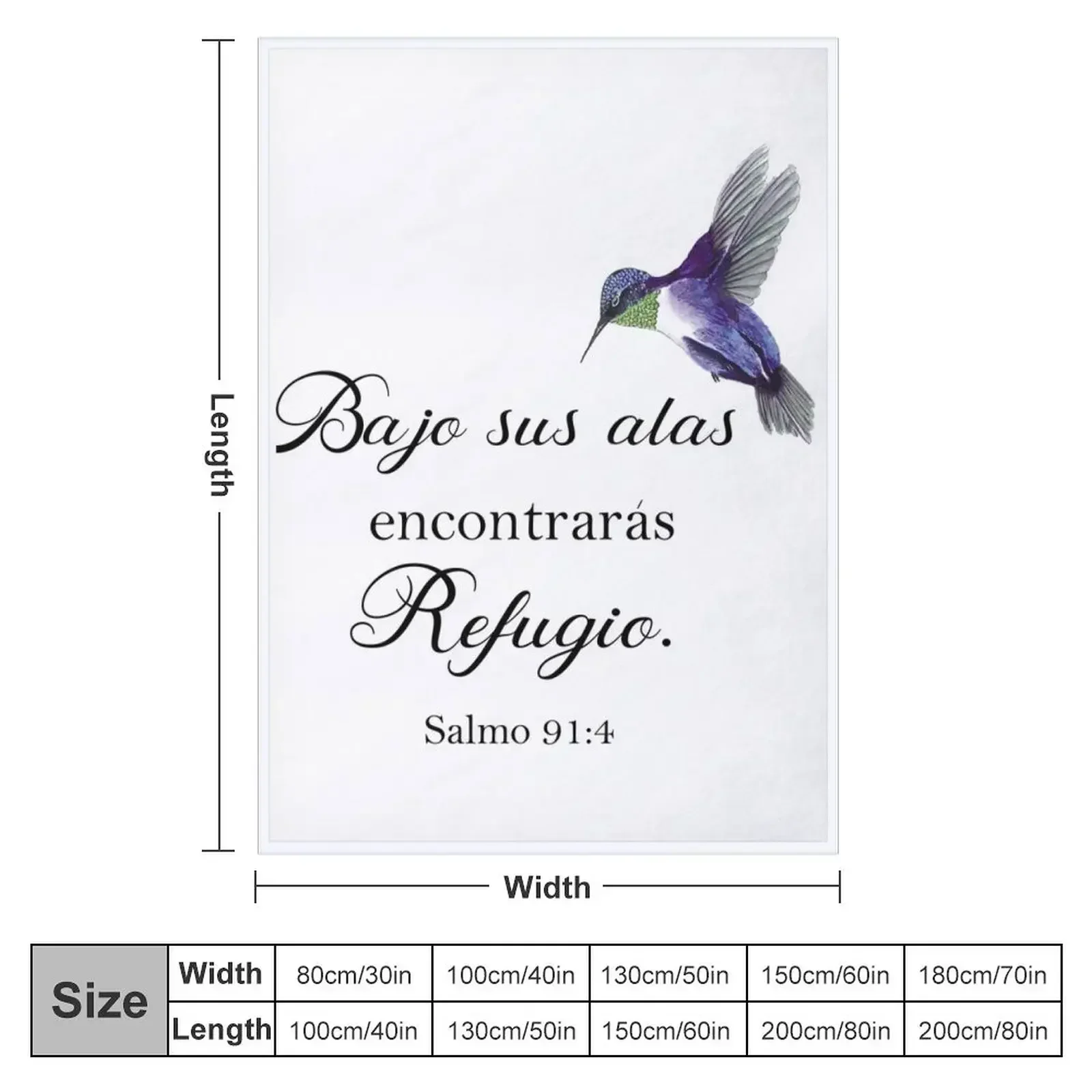 Bajo sus alas encontraras refugio Spanish bible verse Salmo 91 Throw Blanket Retros Blankets Sofas Of Decoration Blankets