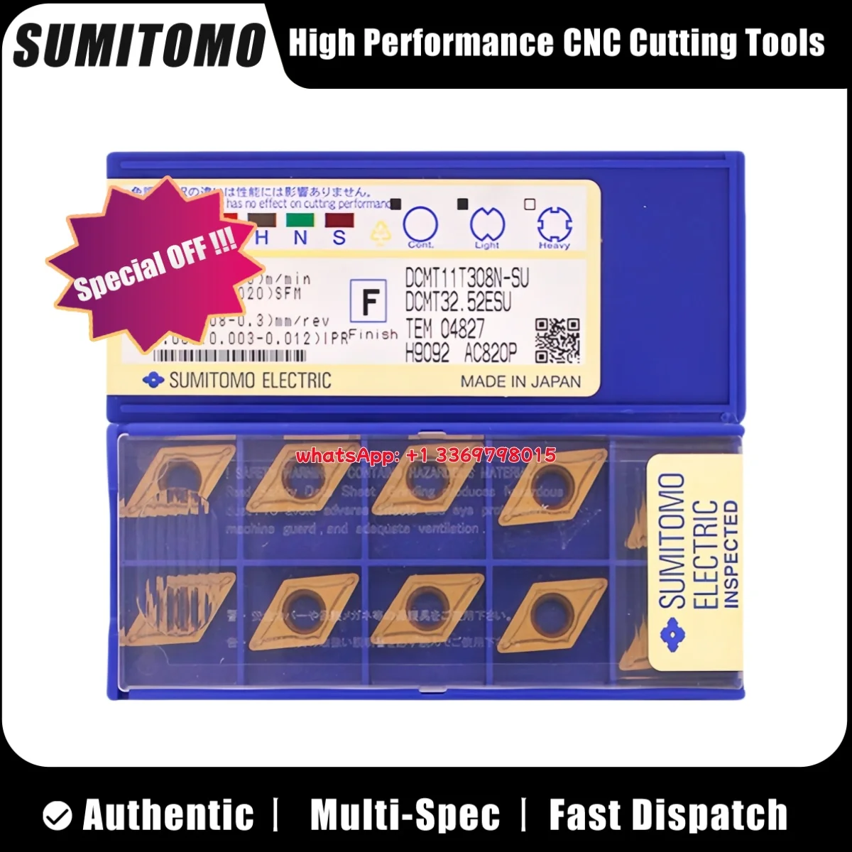 10pcs SUMITOMO Original DCMT DCMT11T3 02 04 08 N-SU MU AC530U AC630M T1500Z AC2000 AC6030M AC6040M AC820P AC830P T1000A T30