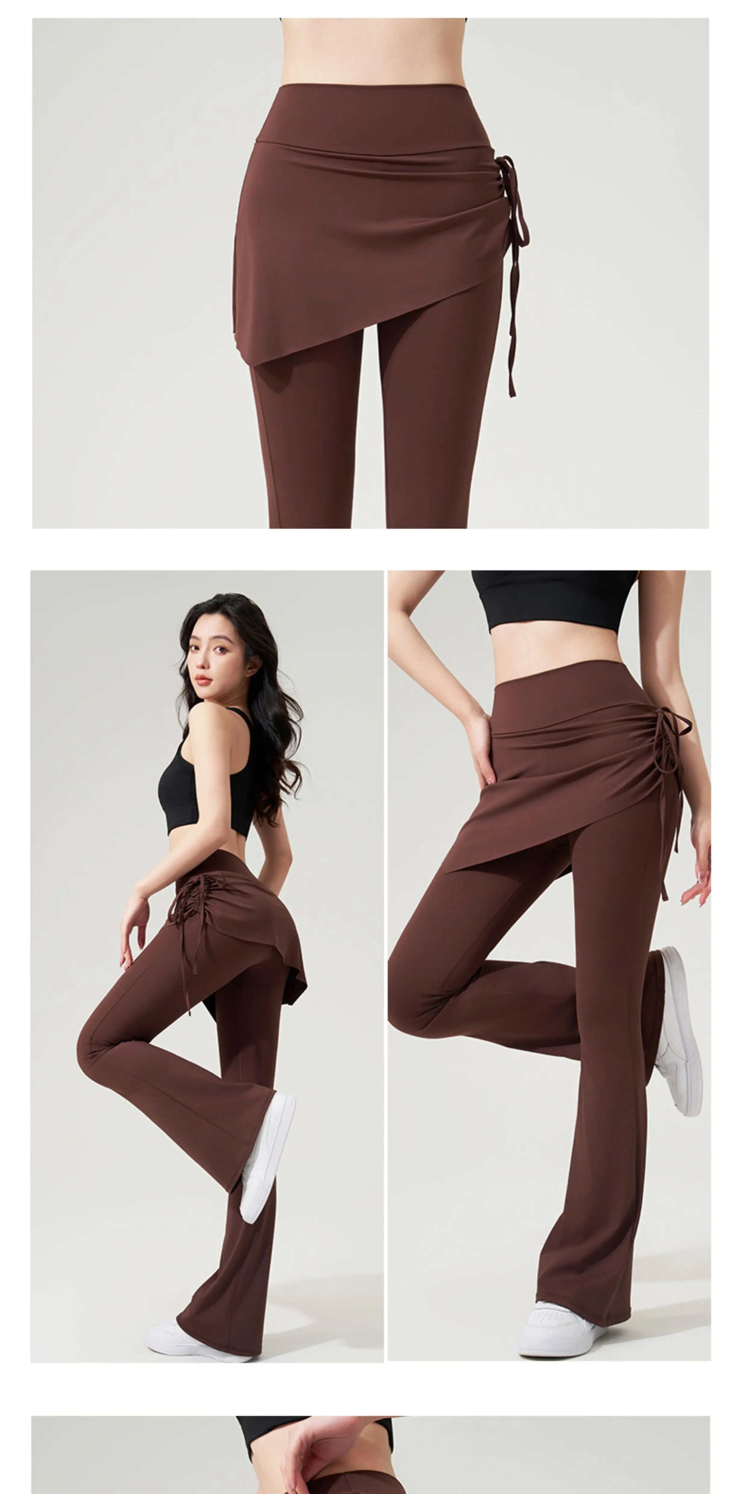 Yoga-Schlaghose, zweiteilige Rockhose, hohe Taille, Hüftlift, eng anliegend, Anti-Exposure, Pilates-Sport-Fitness-Leggings – Detail 5