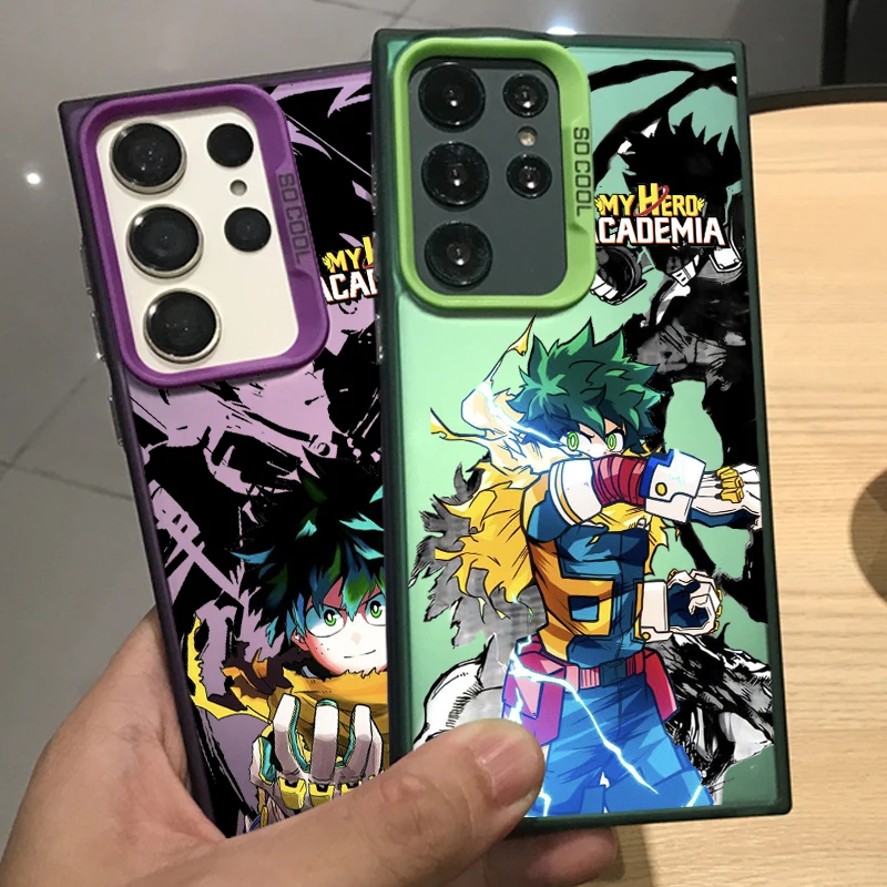 My Hero Academia Comics Cute For Samsung Galaxy S24 S23 S22 S21 S20 Note 20 Ultra Plus FE 5G Colorful Silver Cover Phone Case