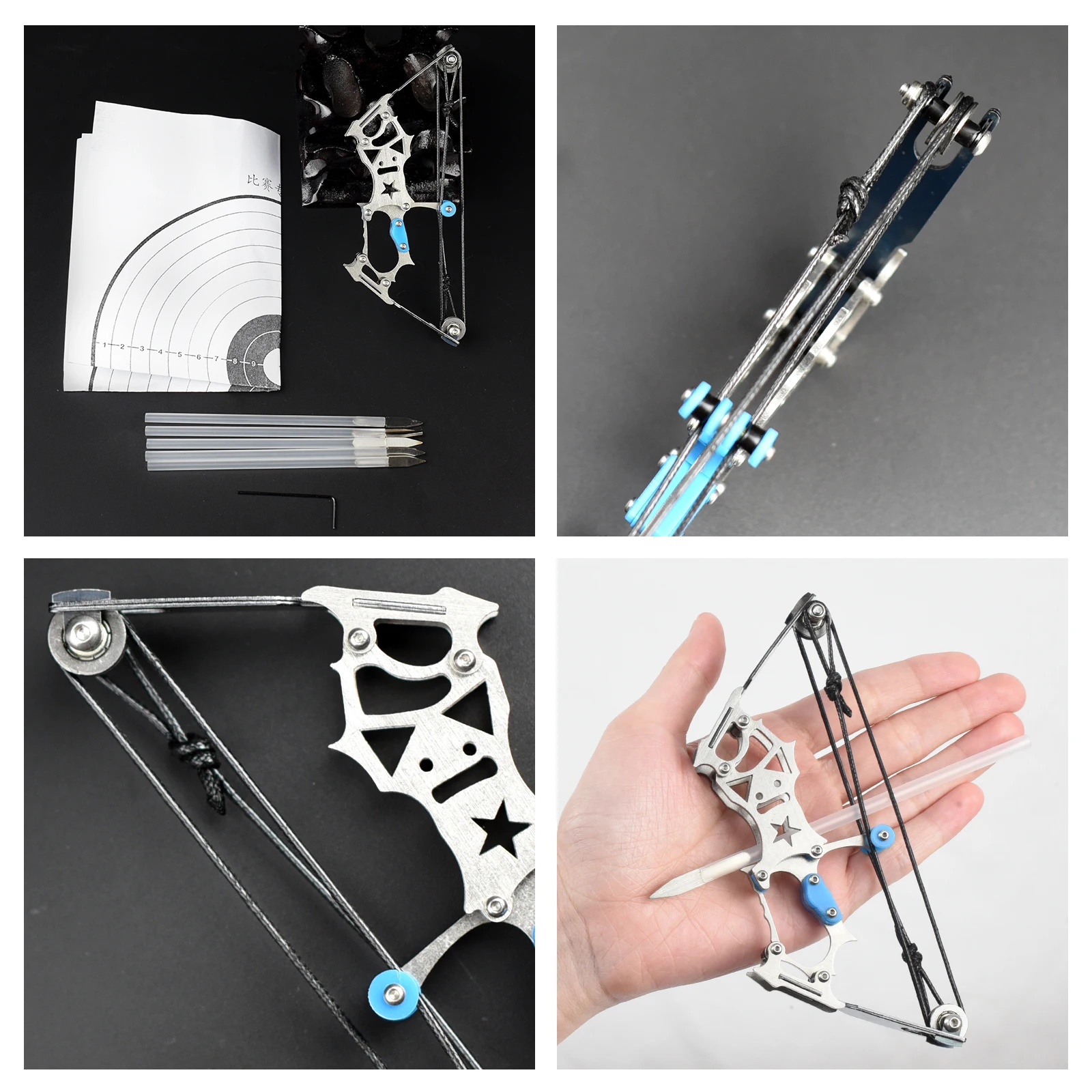 Mini Archery Bow - Right/Left Hand Compound Bow Set, Metal Material Pocket Hunting Bow Catapult with 10Pcs Arrows for Shooting Practice Entertainment Gadgets