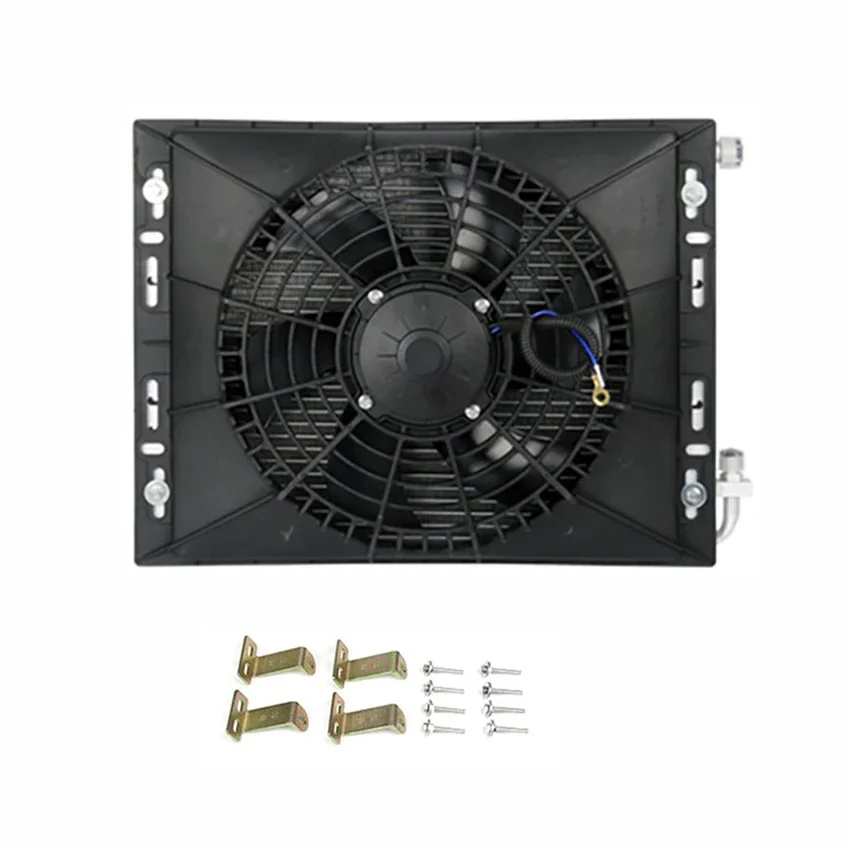 Universal Condenser Radiator Cooling Fan Set 12V/24V 120W 14''x18'' with Protection Net for Car Truck Radiator A/C Conditioner