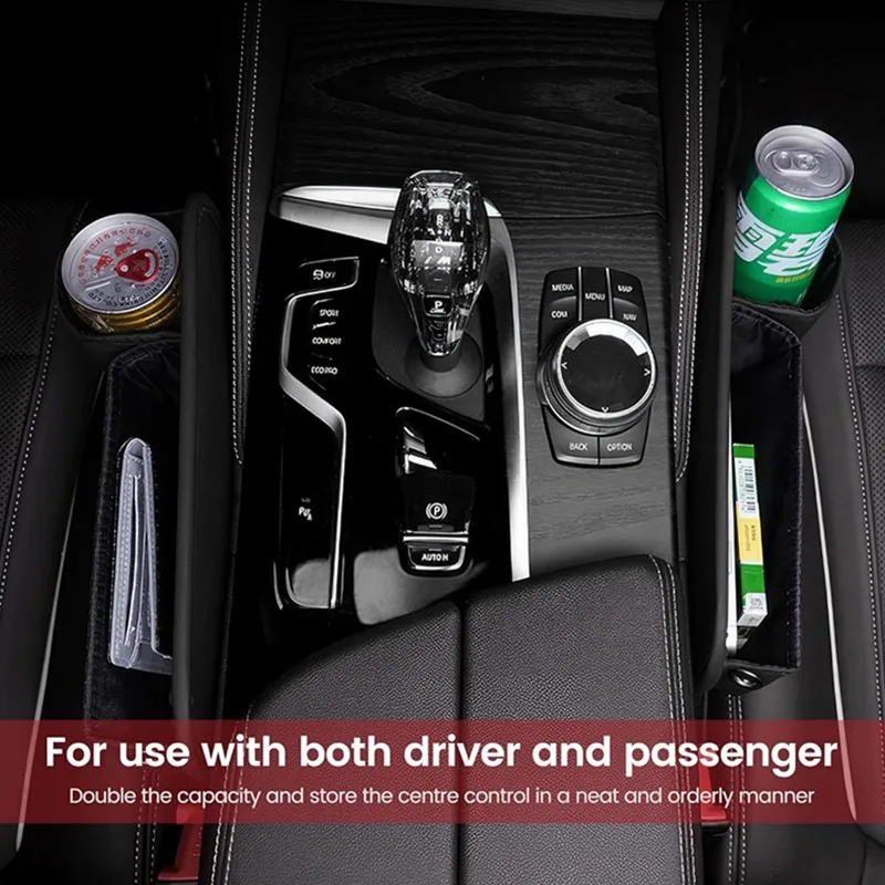 بو مقعد السيارة الفجوة المنظم متعددة الوظائف وحدة التحكم شق صندوق تخزين ل مقعد السيارة الفجوة حشو مع حامل الكأس الملحقات الداخلية