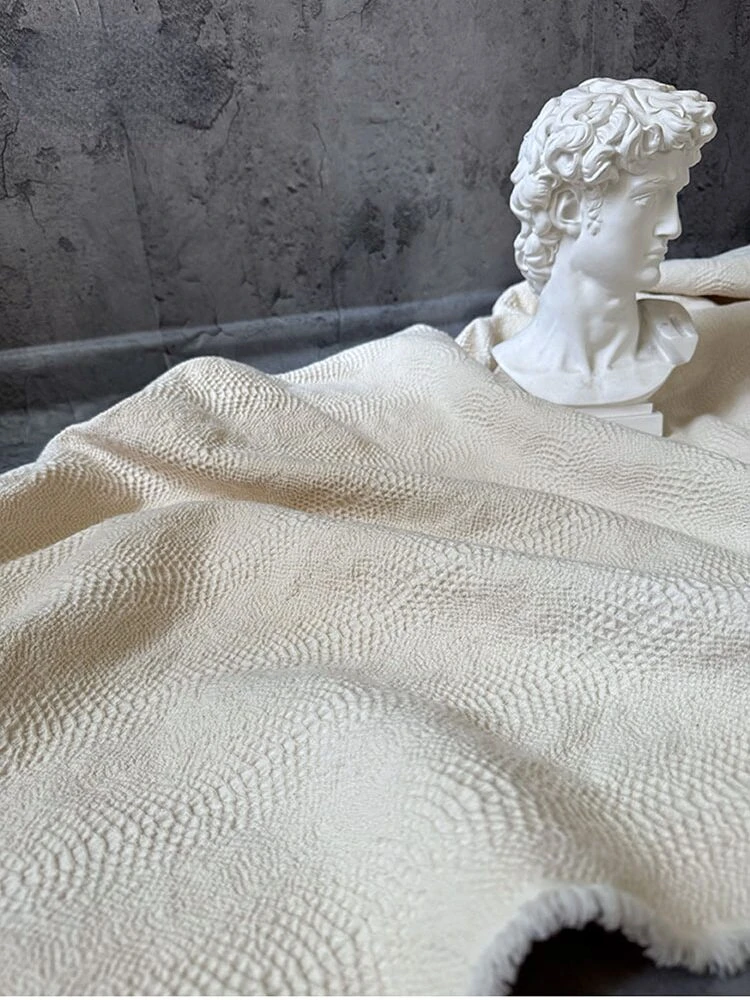 Jacquard Fabric Beige Thickening Overcoat Pillow Clothing Designer Cloth Apparel for Diy Sewing Cotton Material