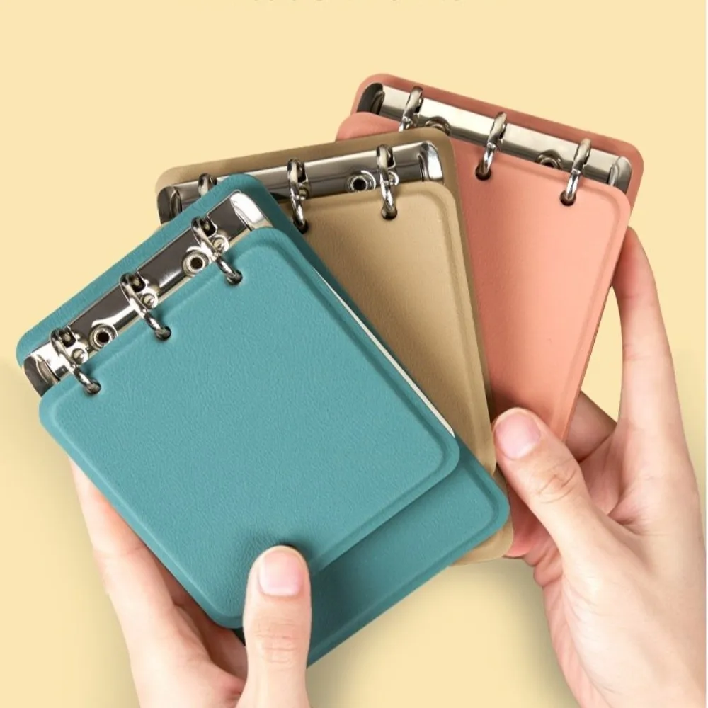 Multi-functional 3-Ring Binder Loose-Leaf Notebook Refillable PU Leather Cover Notepad Portable Pocket Notebook Students