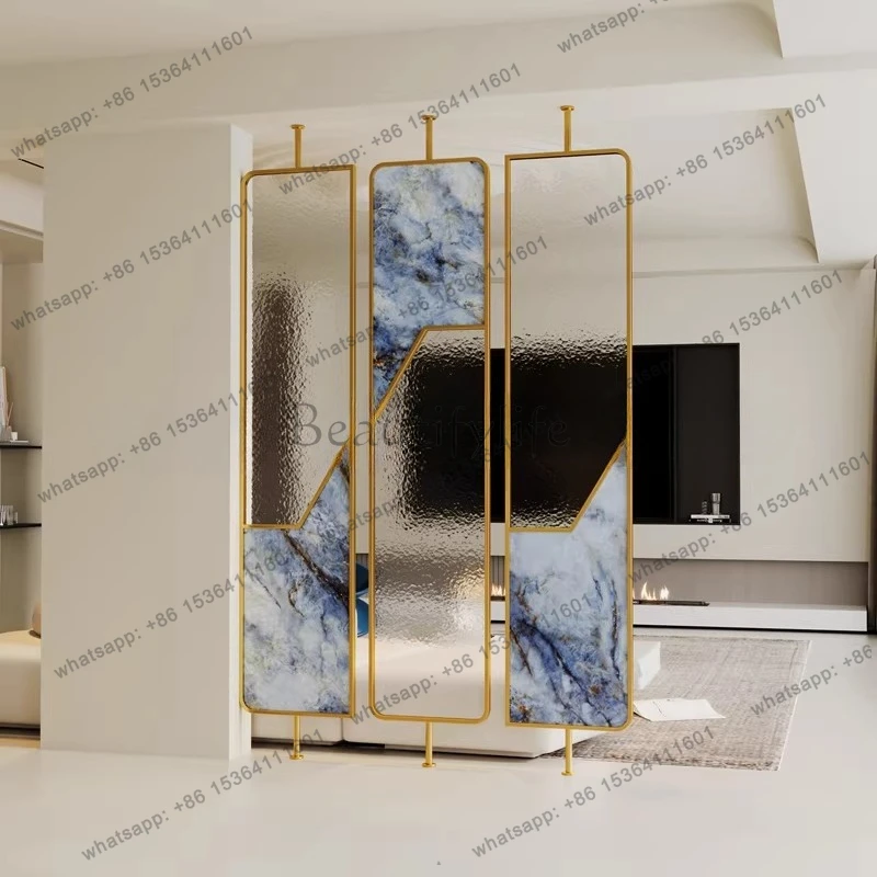 Light luxury is facing the entrance door, glass porch, partition, modern living room entrance door, block screen wall