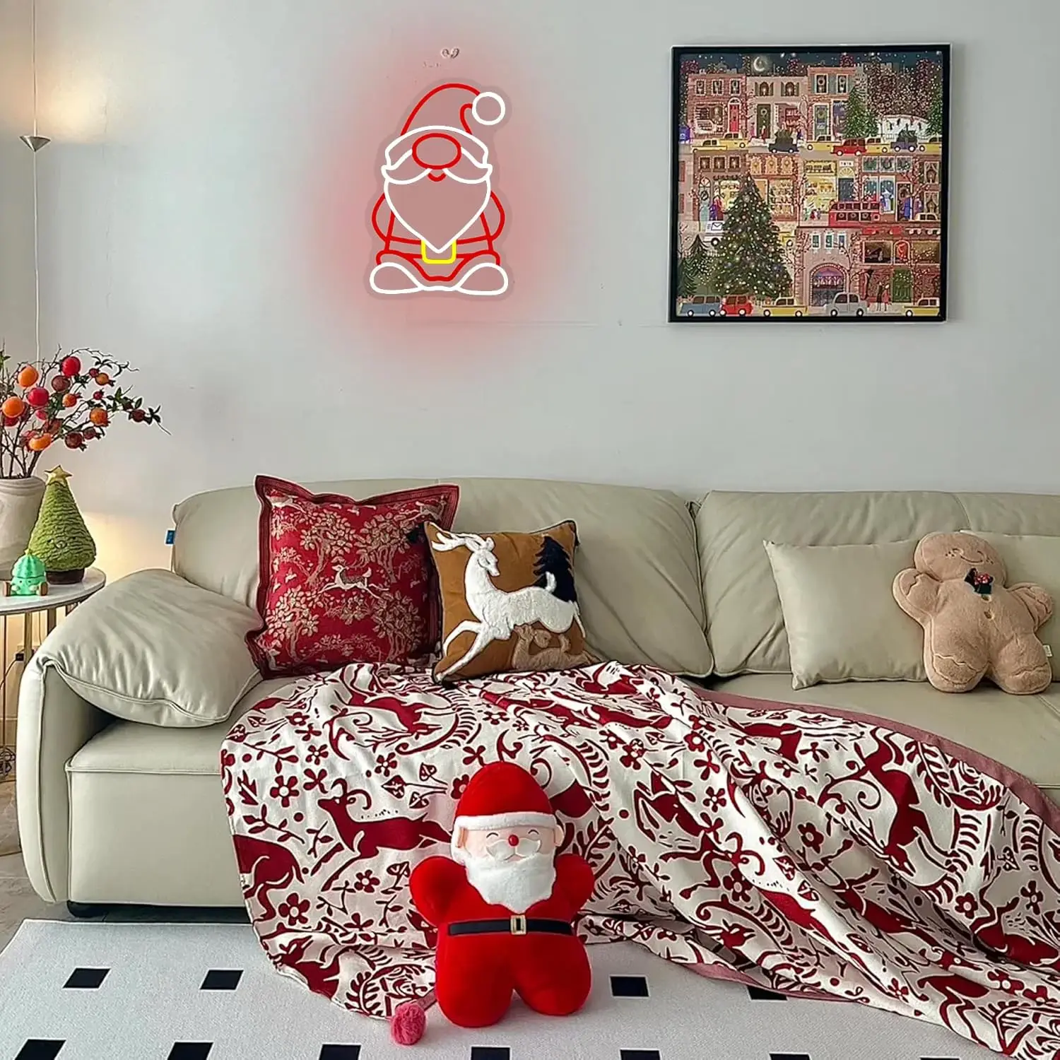 Świąteczny Gnom Neonowy Znak do Dekoracji Ścian Święty Mikołaj LED Neonowy Znak Kolorowy na Imprezę Sypialnia Pokój Dziecięcy Bar Dekoracja