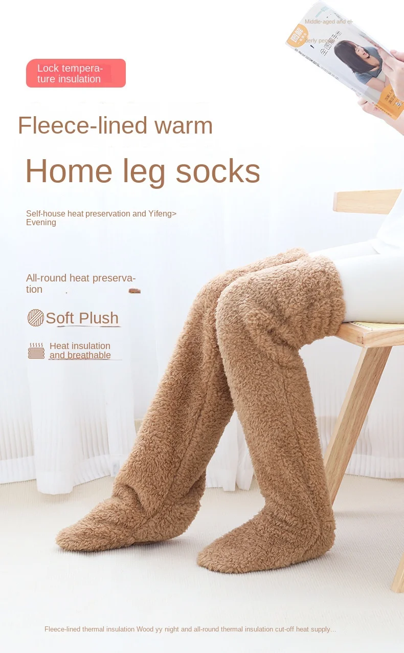 Leg Warmers stockings  Home Over Knee Socks Thick Winter Fluffy Warm Leg Cover Leg Warmers Bed Long Socks Warm Socks