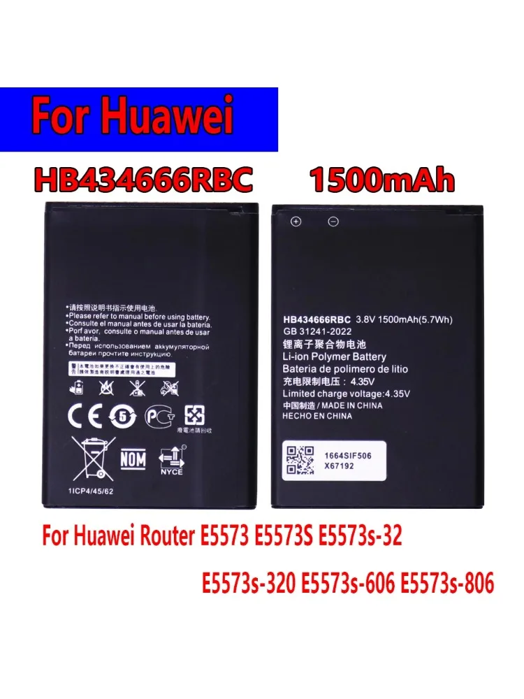 Bateria HB434666RBC 1500mAh do routera Huawei E5573 E5573S E5573s-32 E5573s-320 E5573s-606 E5573s-806, ładowalna — zdjęcie produktu 7