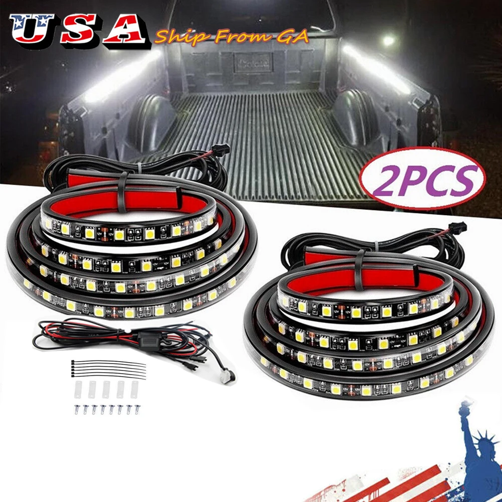 60 Inch Truck Bed Lights White LED Light Strip with Fuse Splitter Cable Compatible for Truck Jeep Pickup RV SUV Vans Cargo Boats