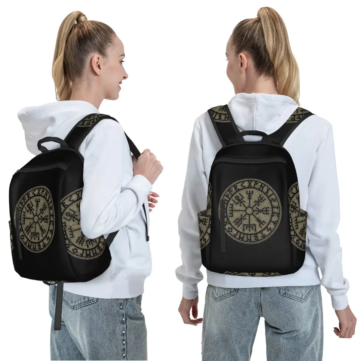 Vegvisir, Viking Compass, Norse, Symbol, Protection, Nordic, Vikings Backpack Daypack Boys Girls BookBag School Bag Shoulder Bag