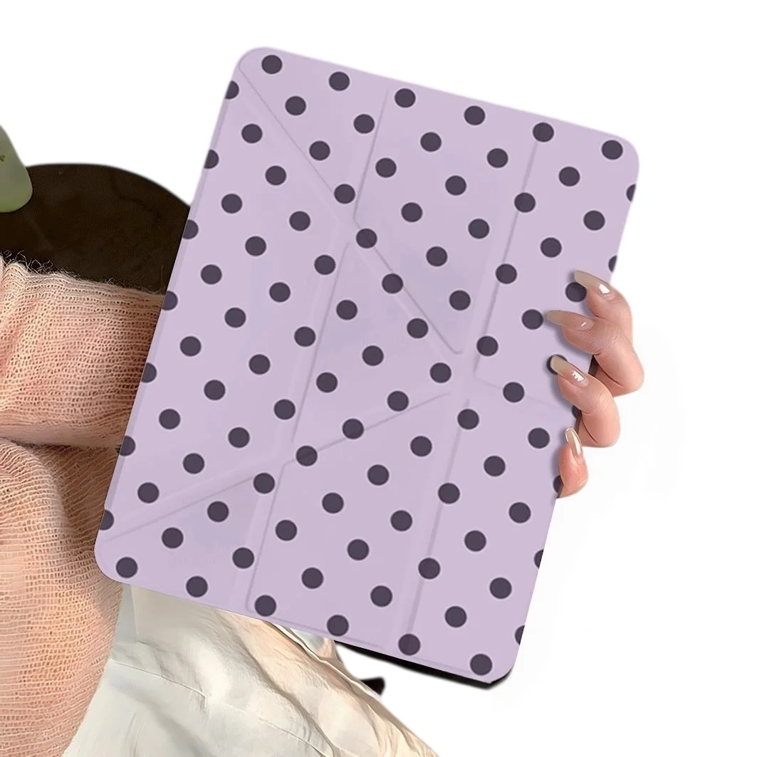 Polka Dot Print Pen Slot Tablet Case For iPad 2026 Air 8 7 6 4 3 2 1 Pro 2024 11in 12th 11 10 9 8 7 6 5th Cover