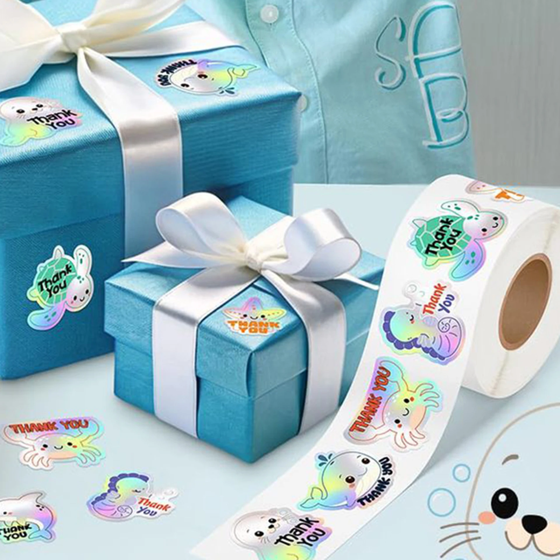 

50-500pcs Cartoon Cute Turtle Ocean Creatures Stickers Gift Packaging Decorative Stickers Simple Labels Food Lunch Box Gifts