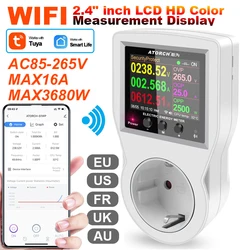 WIFI สมาร์ทซ็อกเก็ตดิจิตอล Wattmeter 220V Power Meter ไฟฟ้าเชื้อเพลิง EU/FR/US/UK/AU ปลั๊กกิโลวัตต์วัตต์ Energy Meter