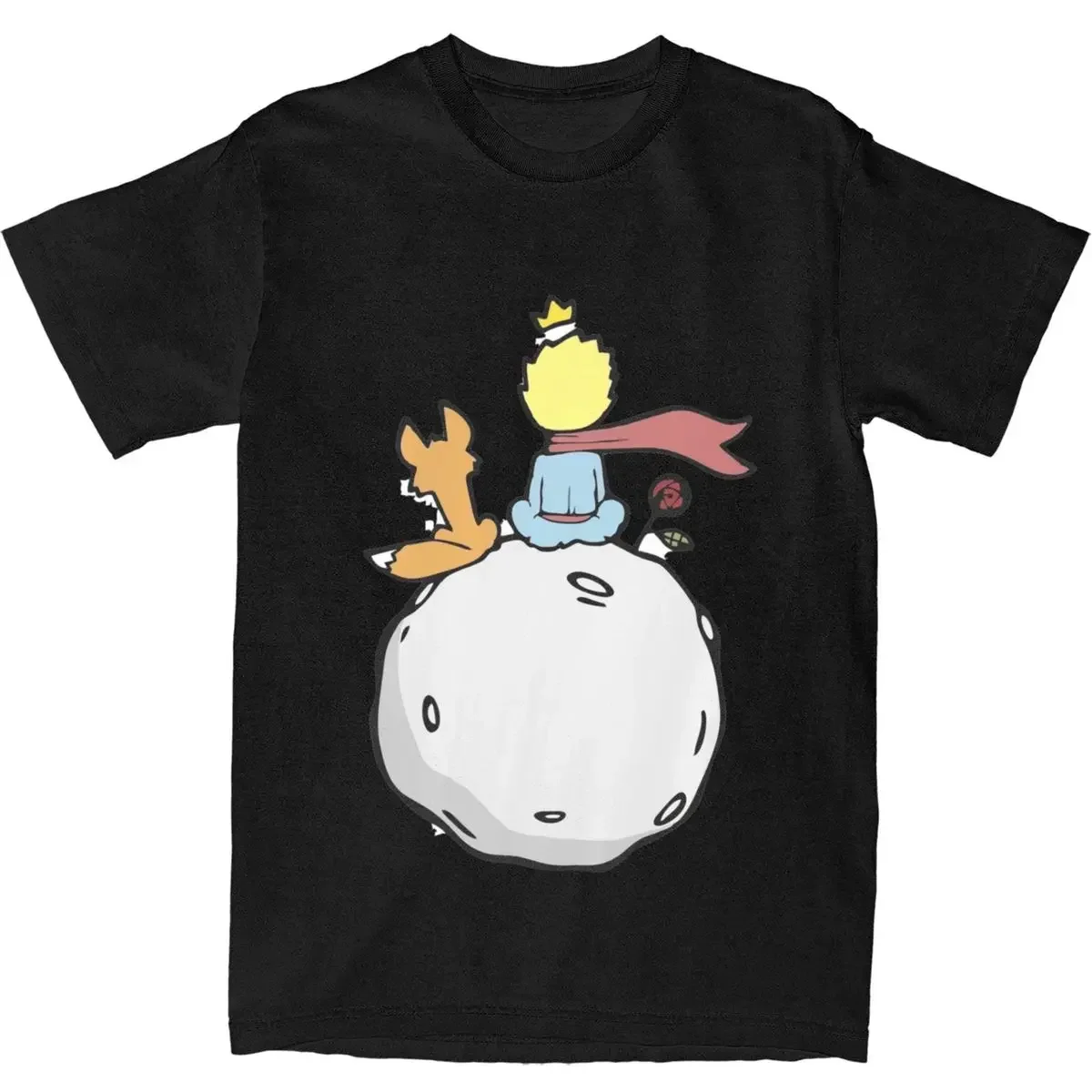 Tee Shirt Unique Clothing Funny The Little Prince T-Shirts for Men Cotton Le Petit Prince Fox Rose Men Clothing Oversized cotton