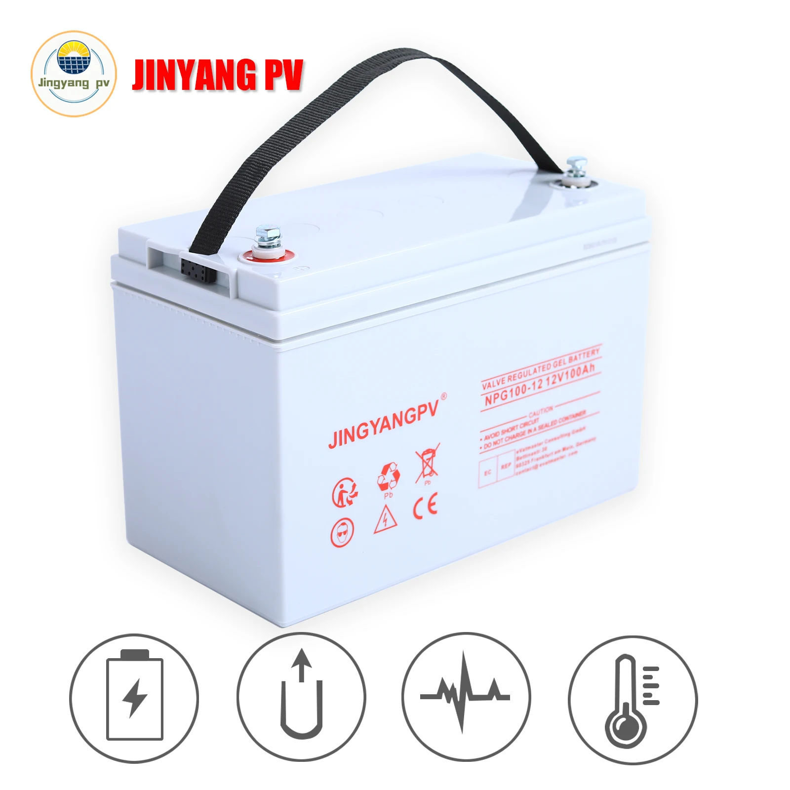 Jingyang 12V 100ah Sealed Lead Acid Battery Gel Battery 2 Years Warranty Rechargeable Solar Battery for Security Power Systems