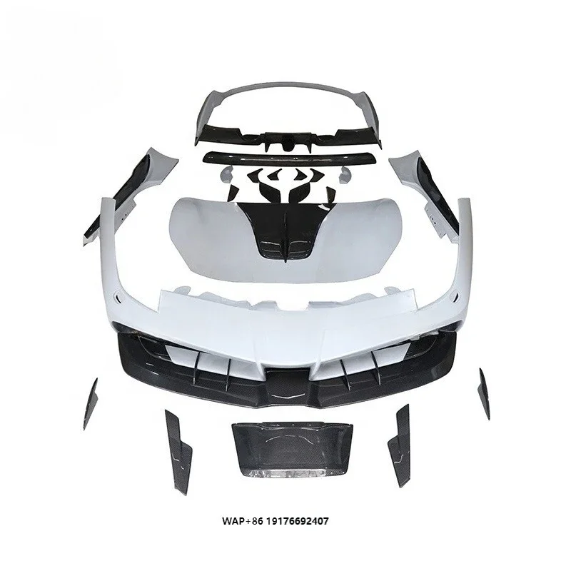 KQX 488 GTB Body Kit Misa Style Carbon Mix Fiberglass Front Bumper Hood Side Skirts Rear Diffuser Spoiler Bodykit