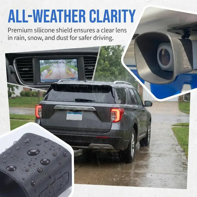 [E] Car Backup Camera Rain Shield Silicone,Backup Camera For Car Anti-Rain Cover For Clear Reversing Image