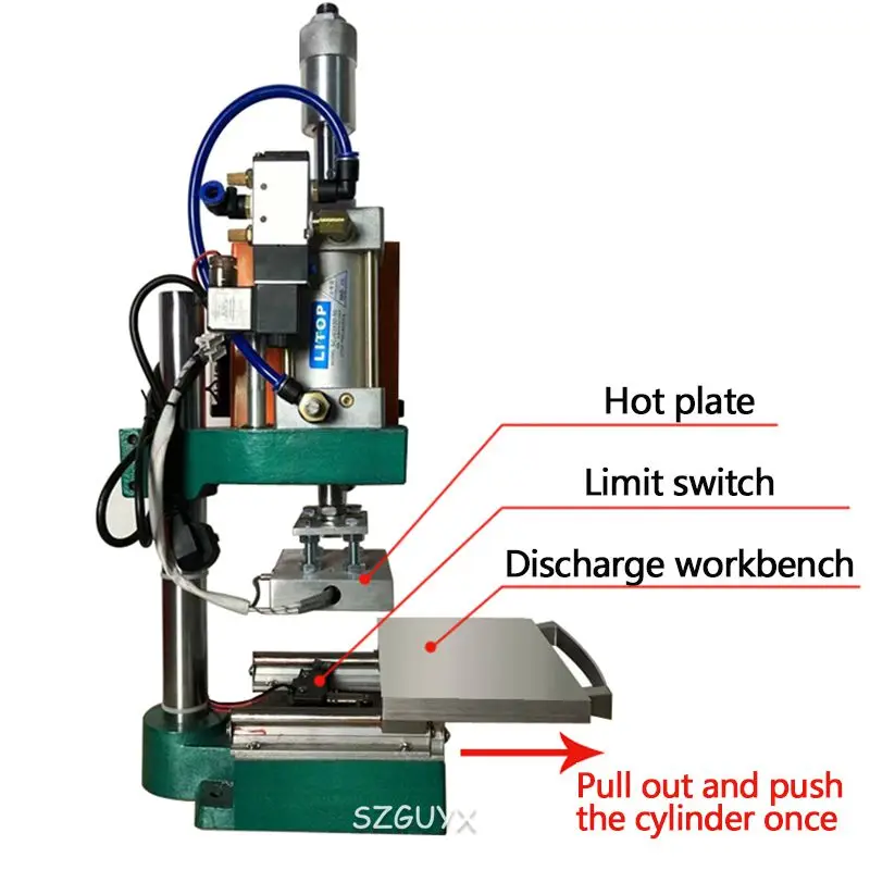 Pneumatic Hot Stamping Sliding, Table Leather Bronzing Press Logo Business Card Wood Branding Machine