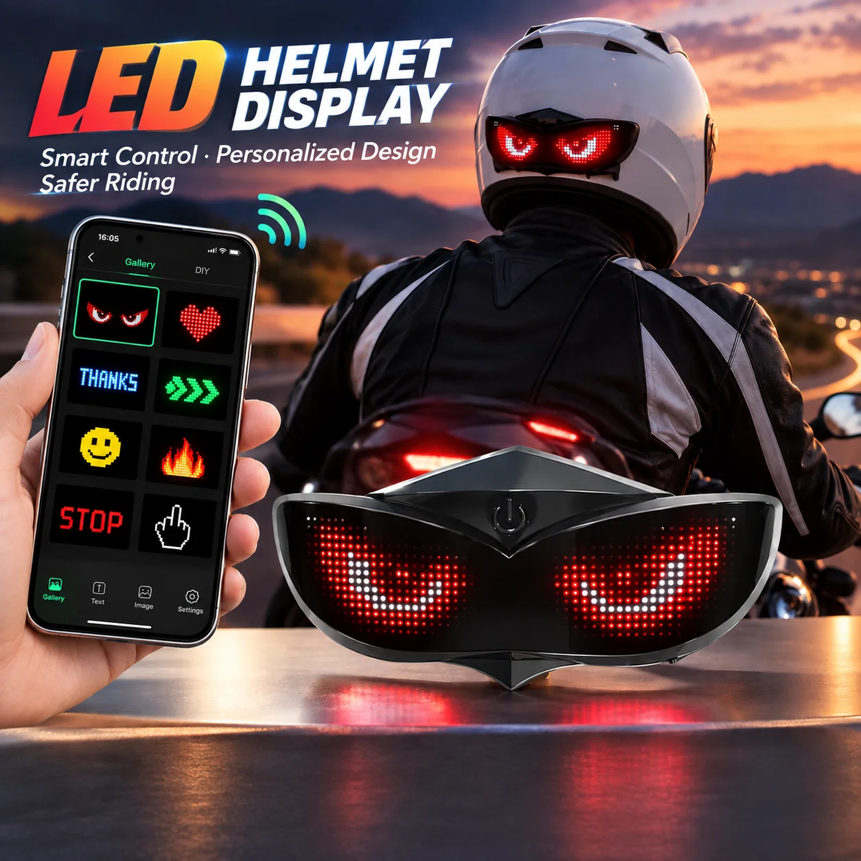 LED Helmet Display Motorcycle Helmet Tail Light LED Warning Light Waterproof  Safety Signal Warning Rear Lamp Moto Accessories
